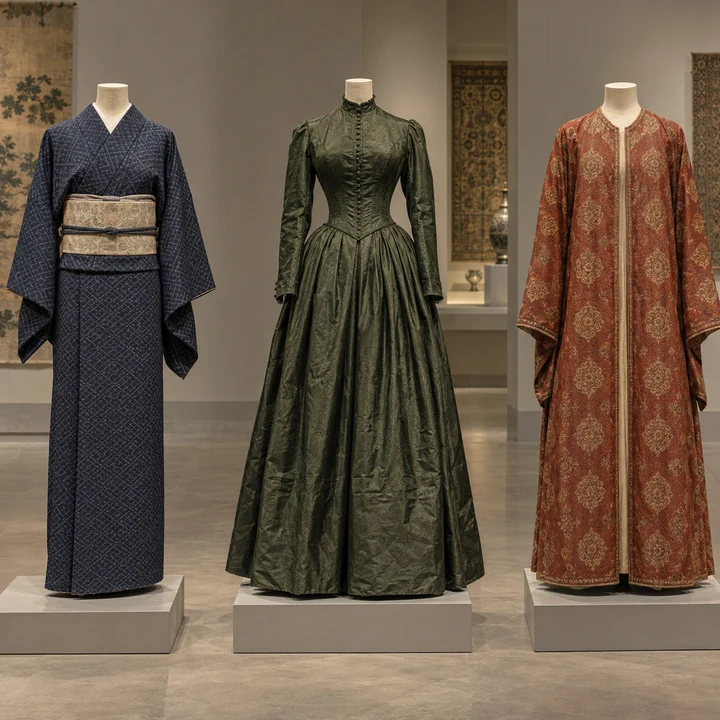 Eine Modeausstellung, die Silhouetten und Materialien sichtbar macht