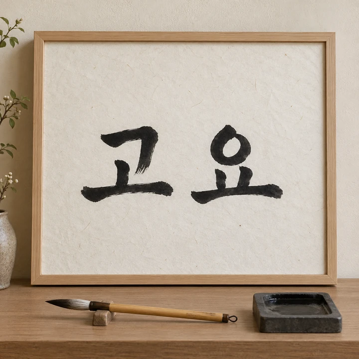 ‘고요’를 쓴 한글 서예 작품
