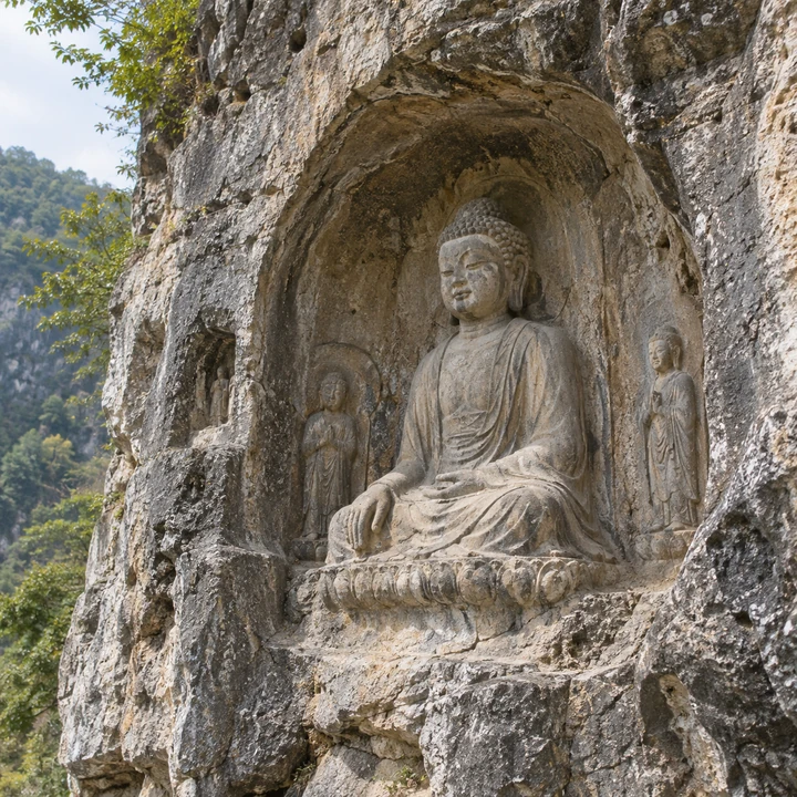 以中国佛教石窟为灵感的静谧空间